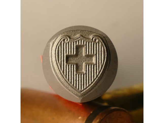 Stamp Swiss Cross in a shield